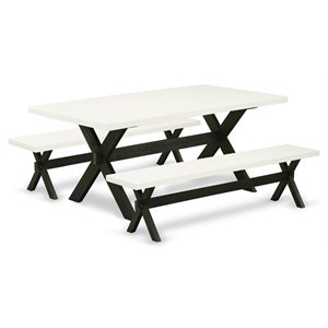 Pemberly Row 3-Piece Wood Kitchen Set with Linen White and Black Finish