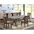 Pemberly Row 5-Piece Rubberwood Dining Set with Linen Seats in Jacobean