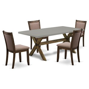 Pemberly Row 5-Piece Rubberwood Dining Set with Linen Seats in Jacobean