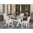 Pemberly Row 5-Piece Wooden Kitchen Set with Linen Seats in Cement