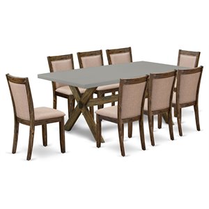 Pemberly Row 9-Piece Acacia Wood Dining Set in Distressed Jacobean