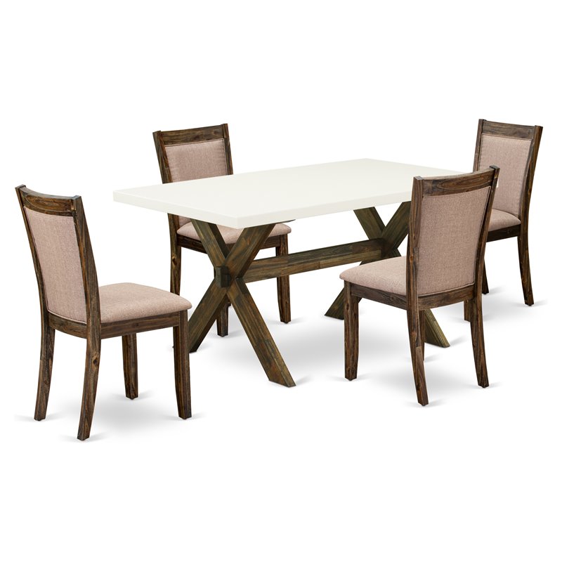 Pemberly Row 5-Piece Acacia Wood Dining Set in Dark Khaki Gray