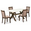 Pemberly Row 5-Piece Acacia Wood Dining Set in Dark Khaki Gray