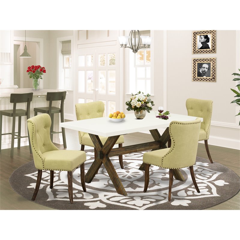 Pemberly Row 5-Piece Wood Dining Set in Jacobean Brown and Limelight Finish