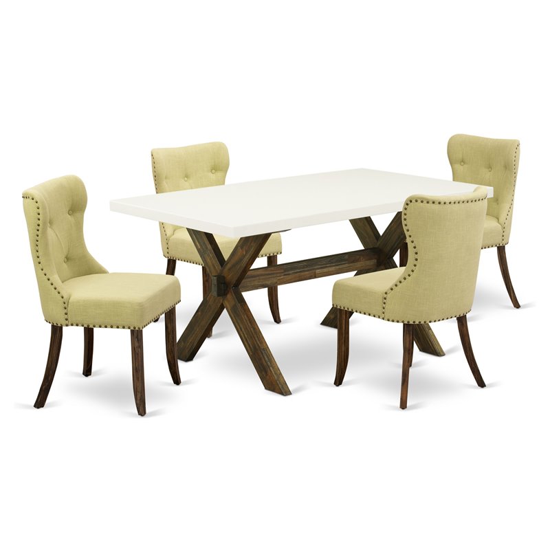 Pemberly Row 5-Piece Wood Dining Set in Jacobean Brown and Limelight Finish
