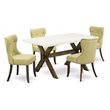 Pemberly Row 5-Piece Wood Dining Set in Jacobean Brown and Limelight Finish