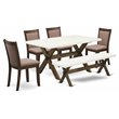 Pemberly Row 6-Piece Acacia Wood Dining Set in Coffee and White Finish