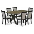 Pemberly Row 7-Piece Rubberwood Dining Set in Black and Jacobean Finish