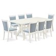 Pemberly Row 9-Piece Acacia Wood Dining Set in Baby Blue and White