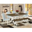 Pemberly Row 6-Piece Dinette Set with Parsons Chairs in White/Brown Finish