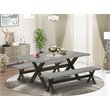 Pemberly Row 3-Piece Wood Dining Set with Benches in Cement/Black Finish