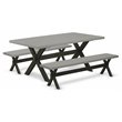 Pemberly Row 3-Piece Wood Dining Set with Benches in Cement/Black Finish