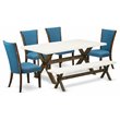 Pemberly Row 6-Piece Dining Set with Fabric Upholstered Chairs in Brown