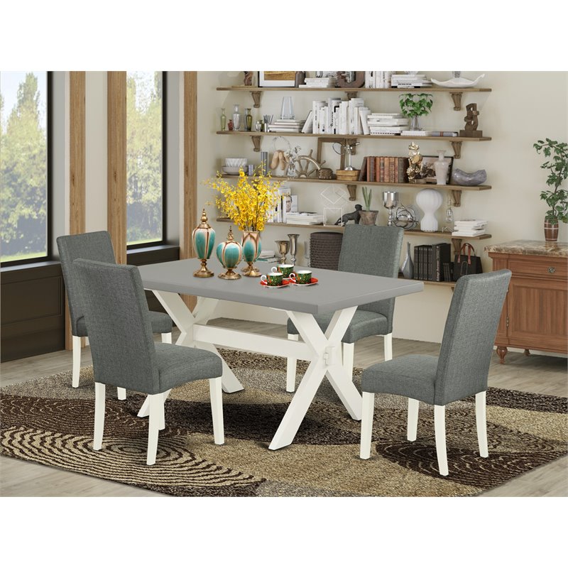 Pemberly Row 5-Piece Wood Dining Room Set in Gray and Cement Finish
