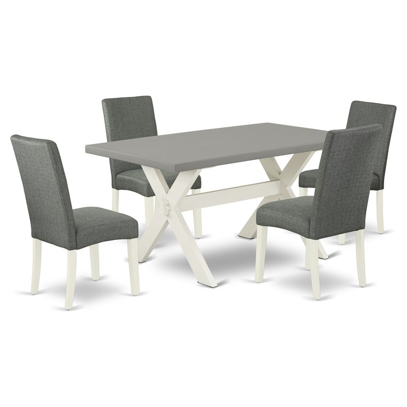 Pemberly Row 5-Piece Wood Dining Room Set in Gray and Cement Finish