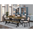 Pemberly Row 6-Piece Dining Set with Distressed Jacobean Table and Bench