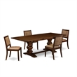 Pemberly Row 5-Piece Dining Set with Stackable Chairs in Antique Walnut