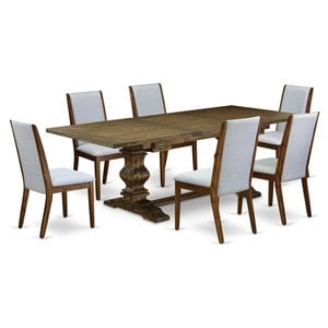 Pemberly Row 7-Piece Wood Dining Set in Distressed Jacobean Finish