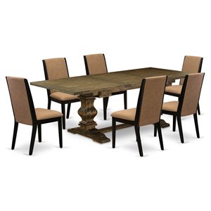 Pemberly Row 7-Piece Hardwood Dining Room Set in Distressed Jacobean