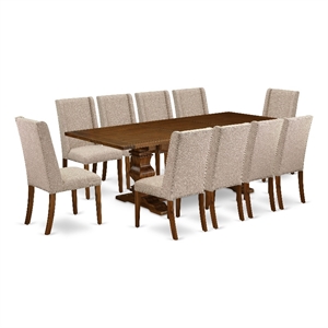 Pemberly Row 11-Piece Dining Set with Rectangular Table in Walnut