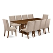 Pemberly Row 11-Piece Dining Set with Rectangular Table in Walnut