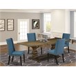 Pemberly Row 5-Piece Wood Dining Set with Pedestal Table in Jacobean Brown