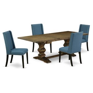 Pemberly Row 5-Piece Wood Dining Set with Pedestal Table in Jacobean Brown