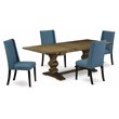 Pemberly Row 5-Piece Wood Dining Set with Pedestal Table in Jacobean Brown
