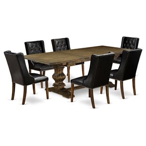 Pemberly Row 7-Piece Rectangular Wood Dining Set in Jacobean Brown