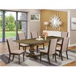 Pemberly Row 7-Piece Wood Dining Set in Jacobean Brown and Light Tan