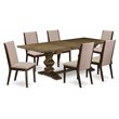 Pemberly Row 7-Piece Wood Dining Set in Jacobean Brown and Light Tan