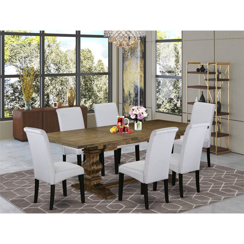 Pemberly Row 7-Piece Wood Dining Set in Jacobean Brown and Gray