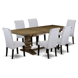Pemberly Row 7-Piece Wood Dining Set in Jacobean Brown and Gray
