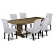 Pemberly Row 7-Piece Wood Dining Set in Jacobean Brown and Gray