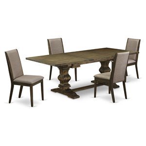 Pemberly Row 5-Piece Rubberwood Table Set Brown Jacobean Finish