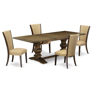 Pemberly Row 5-Piece Dining Table Set with Extendable Leaf in Wood