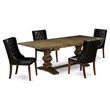 Pemberly Row 5-Piece Wood Dining Set in Jacobean Brown with Faux Leather