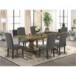 Pemberly Row 7-Piece Wood Dining Set in Jacobean Brown and Dark Gotham Gray