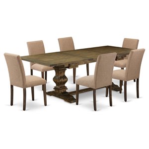 Pemberly Row 7-Piece Wood Kitchen Set with Extension Leaf in Jacobean