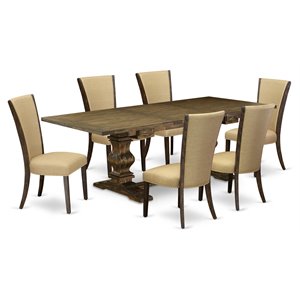 Pemberly Row 7-Piece Extendable Dining Set in Jacobean Brown Finish