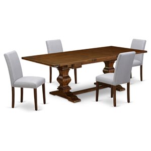 Pemberly Row 5-Piece Expandable Dining Set in Gray and Antique Walnut