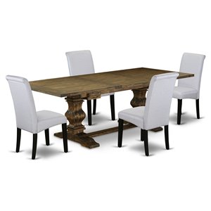 Pemberly Row 5-Piece Wood Dining Set in Jacobean Brown Finish