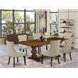 Pemberly Row 7-Piece Wood Dining Set in Walnut and Light Beige Upholstery