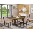 Pemberly Row 5-Piece Wood Dining Set in Jacobean Brown and Light Tan Finish