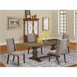 Pemberly Row 5-Piece Dining Set in Jacobean Finish with Dark Khaki Chairs