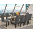 Pemberly Row 11-Piece Dining Set in Jacobean Wood and Gotham Gray Fabric
