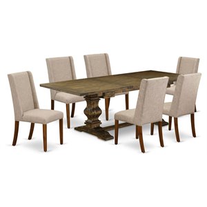 Pemberly Row 7-Piece Wood Dining Set in Jacobean Brown and Clay