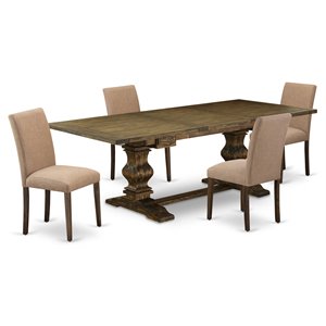 Pemberly Row 5-Piece Extendable Dining Set in Distressed Jacobean Brown