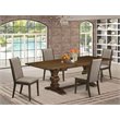 Pemberly Row 5-Piece Wood Dining Room Set in Antique Walnut and Khaki