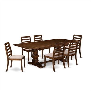 Pemberly Row 7-Piece Dining Room Set with Pedestal Table in Walnut